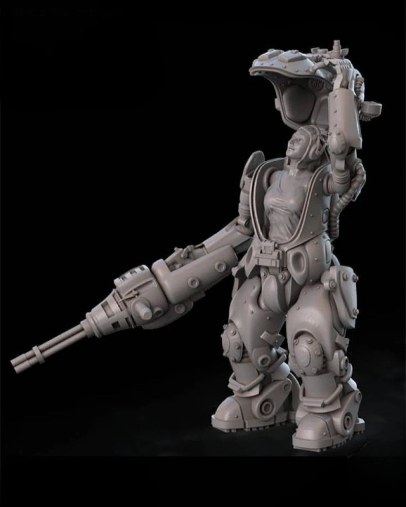 Sci-Fi Female Mech Pilot with Handheld Cannon 1/35 Resin Figure Kit - resin model view 2
