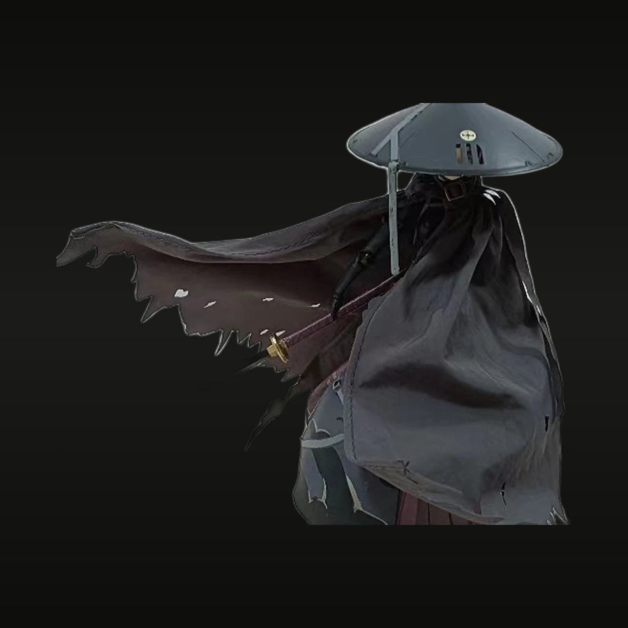 Anime Game Character Asian Warrior with Tattered Cloak and Conical Hat 1/12 Resin Figure Kit - unpainted resin model kit