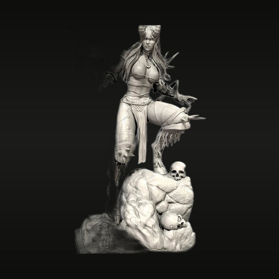 Fantasy Demon Sorceress with Clawed Gauntlet 50mm Resin Figure Kit - unpainted resin model kit