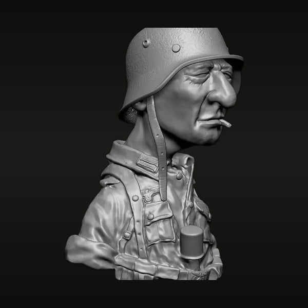 WWII German Wehrmacht Soldier Bust with Stick Grenade 70mm Resin Bust Kit
