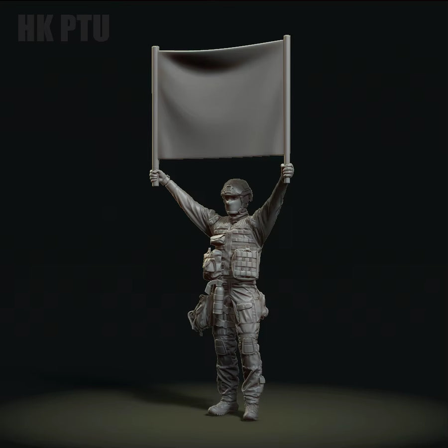 Modern Soldier with Flag Victory Pose 1/35 Resin Figure Kit - resin model view 2