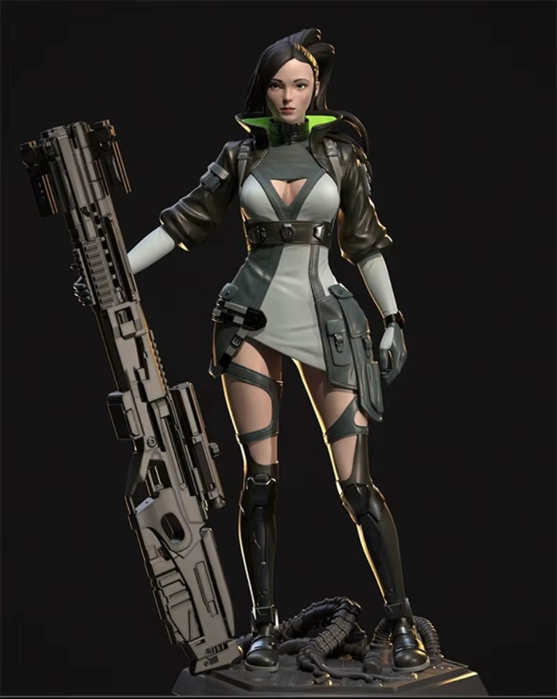 Sci-Fi Female Cyborg Operative Stylized 1/24 Resin Figure Kit - resin model view 2