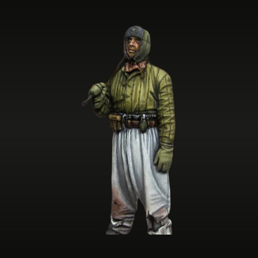 WWII Soviet Infantryman with Grenade Eastern Front Winter 1943 1/35 Resin Figure Kit - unpainted resin model kit