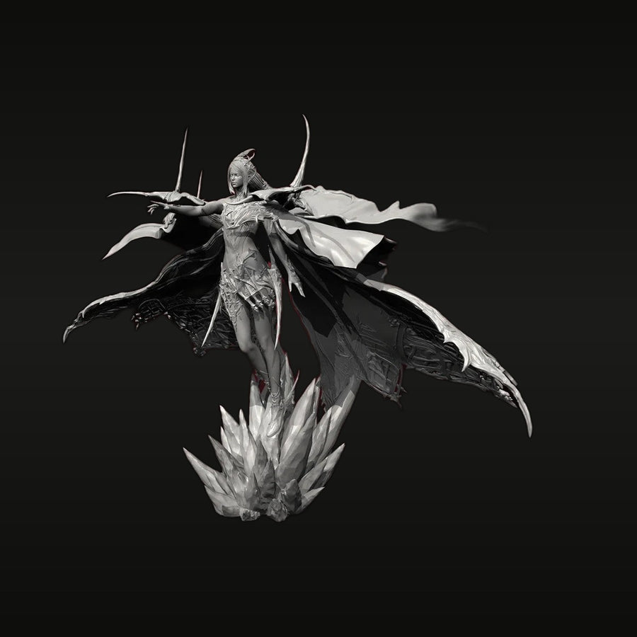 Winged Demon Sorceress with Horns 50mm Resin Figure Kit - unpainted resin model kit