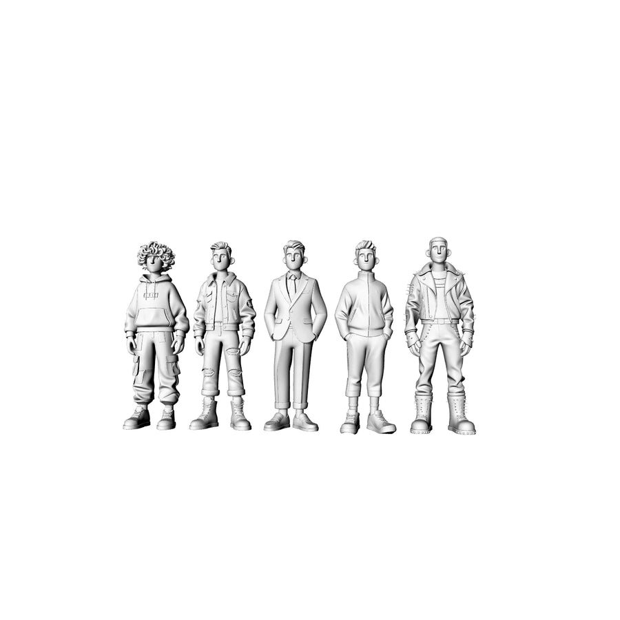 Modern Stylized Civilian Character Set 1/72 Resin Figure Kit - resin model view 2