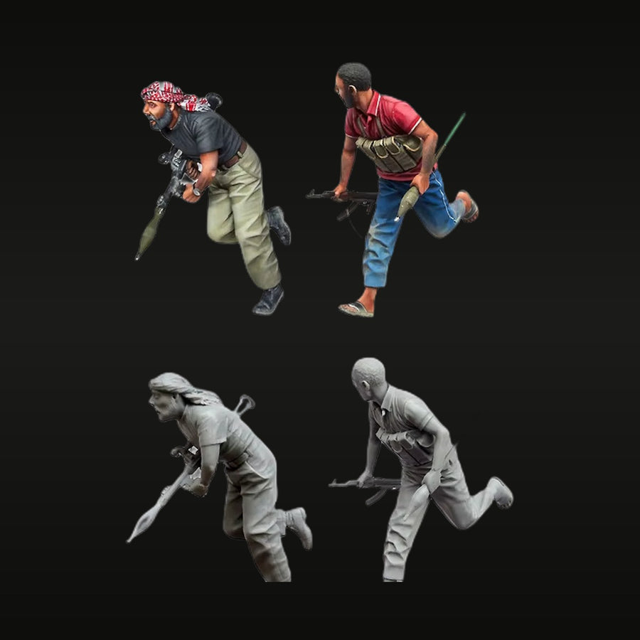 Modern Middle Eastern Fighters 1/35 Resin Figure Set (4 Figures) - unpainted resin model kit