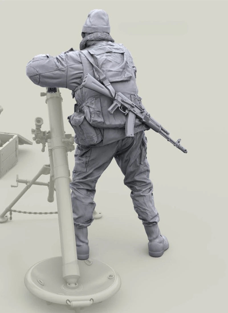 1/16 Scale Die-Cast Resin Figure Model Kit Russian Troops Mortar Crew Loader (No Mortar) Unassembled and Unpainted