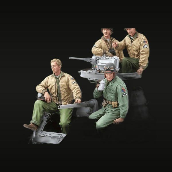 WWII US Army M8 Armored Car Crew Set of 4 1/16 Resin Figure Kit
