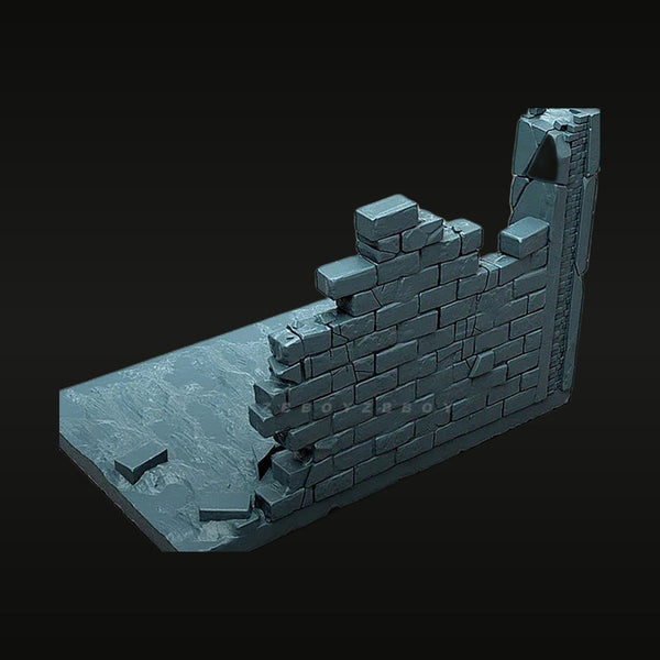 Ruined Brick Wall Section 1/35 Resin Diorama Base Kit
