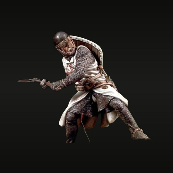 Medieval Crusader Knight with Sword and Heater Shield 90mm Resin Figure