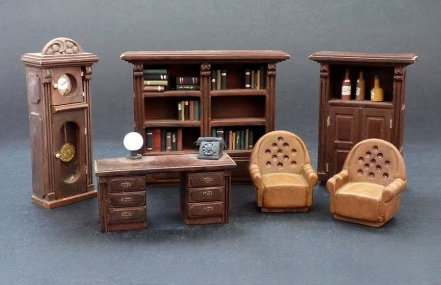 1/35 Scale Die-Cast Resin Model Assembled Kit Furniture-Study Room Scene Model Unassembled and Unpainted No Etched Sheet