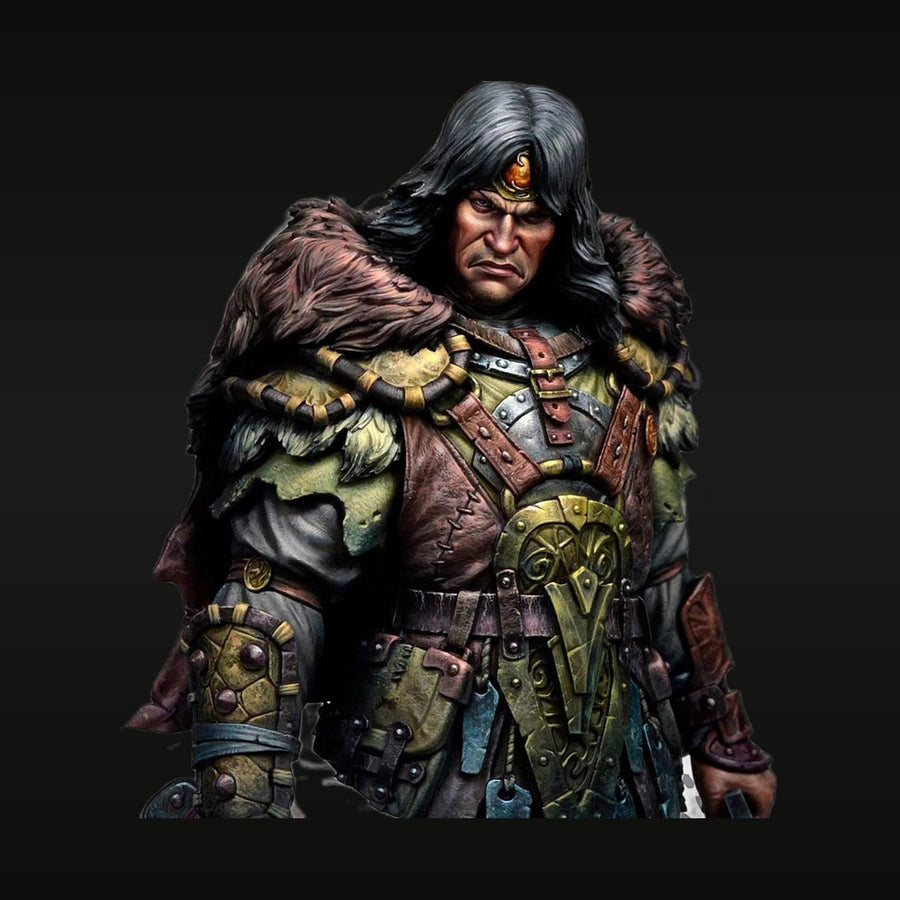 Barbarian Warlord with Fur Cloak 1/10 Resin Bust - unpainted resin model kit