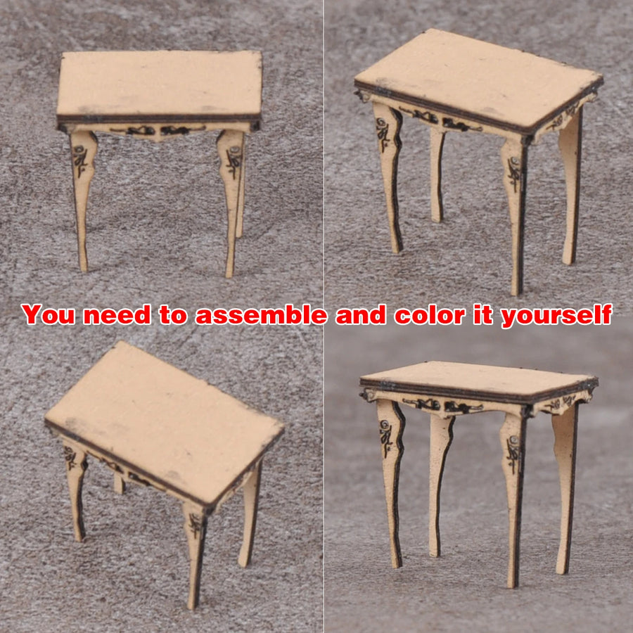 1:32 1/35 Scale Model Kit Building Material Antique Stool Chair Table Tea Table Coffee Table Sand Table Diorama Models Suits