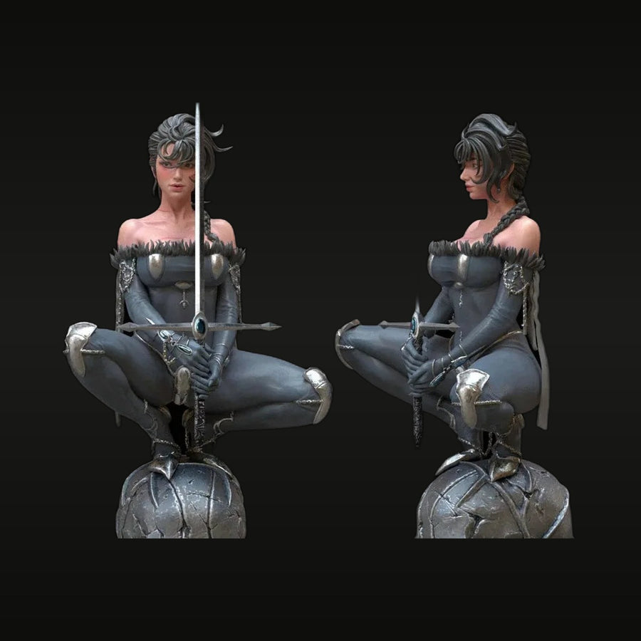 Steampunk Female Warrior Bust with Polearm 1/24 Resin Bust Kit - unpainted resin model kit