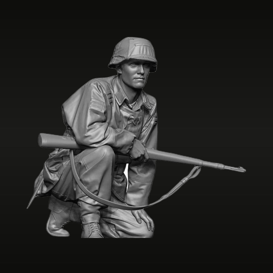 WWII German Infantryman Kar98k Bayonet 1/16 Resin Bust Kit - unpainted resin model kit