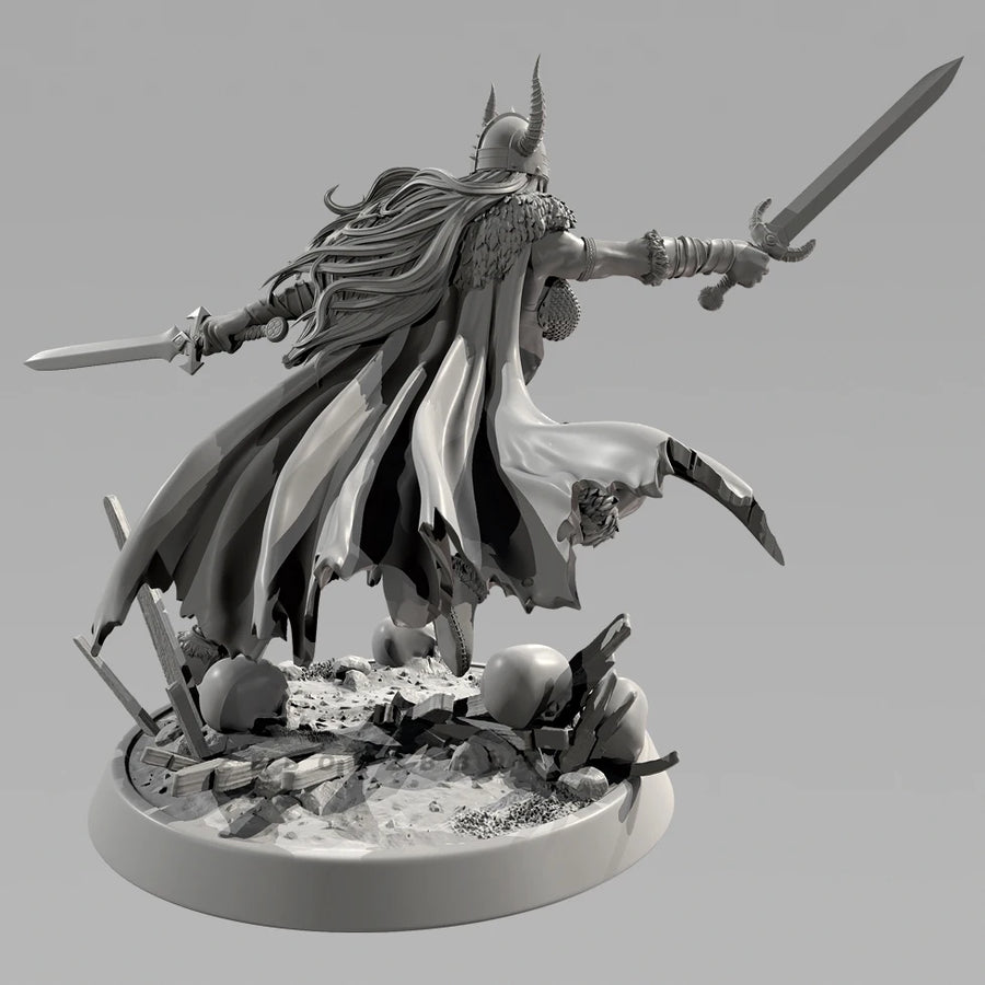 Fantasy Female Pinup Viking Warrior with Sword and Hammer 55mm Resin Figure Kit - resin model view 4