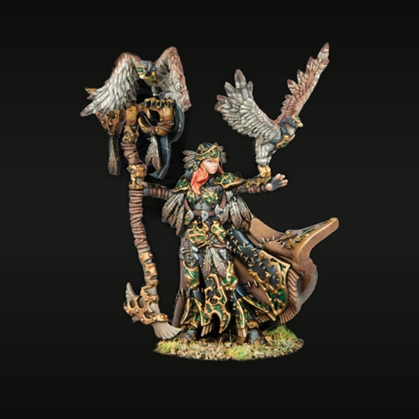 Fantasy Female Una Falconer with Twin Eagles 30mm Resin Figure Set Kit