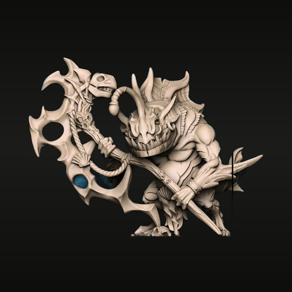 Fantasy Demon Warlord with Axe and Shield 50mm Resin Figure Kit