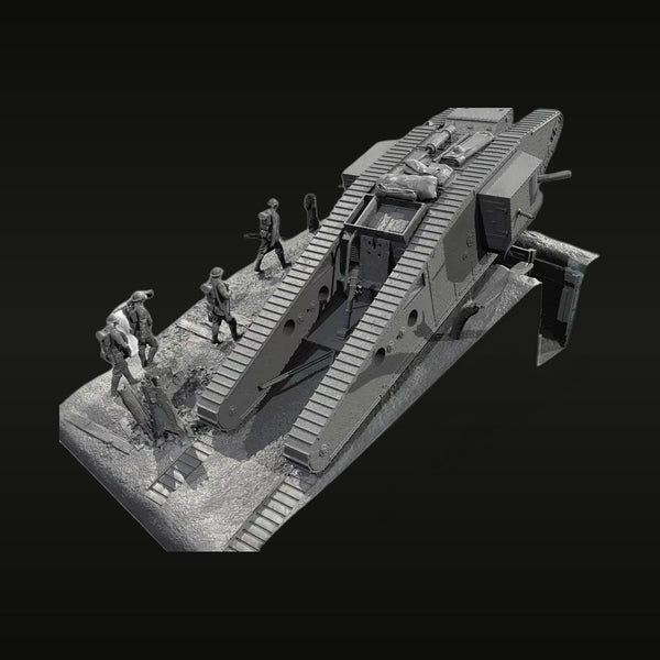 WWI British Mark I Tank with Crew Diorama 1/35 Resin Kit