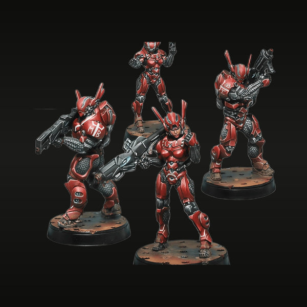 Sci-Fi Red Armored Warriors Set 30mm Resin Figure Kit