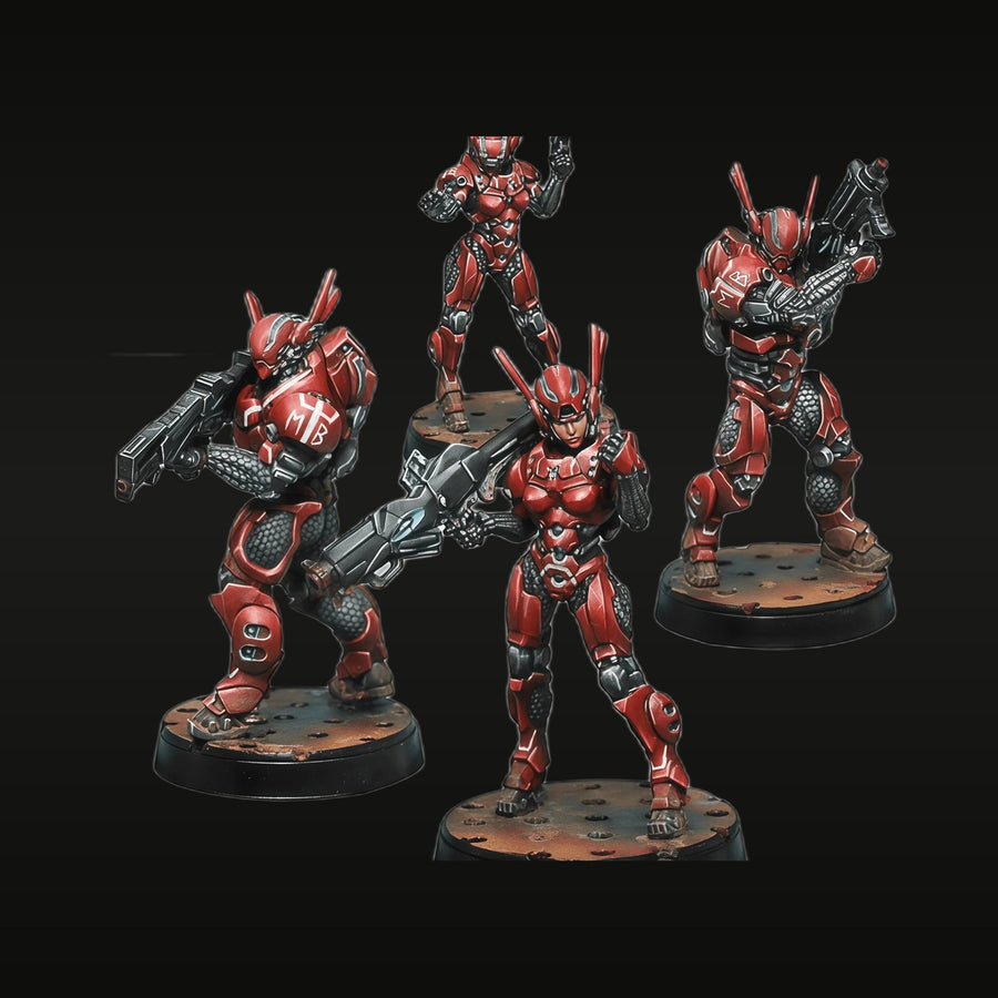Sci-Fi Red Armored Warriors Set 30mm Resin Figure Kit - unpainted resin model kit
