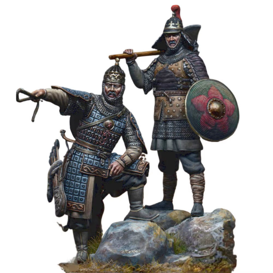 Mongol Warrior with Bow Shield and Sword 1/32 Resin Figure Kit - resin model view 4