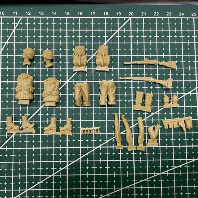 1/35 Scale Diecast Resin Figure Model Kit WWII US Infantry Rifleman and Gunner 2 Figures Unassembled Unpainted