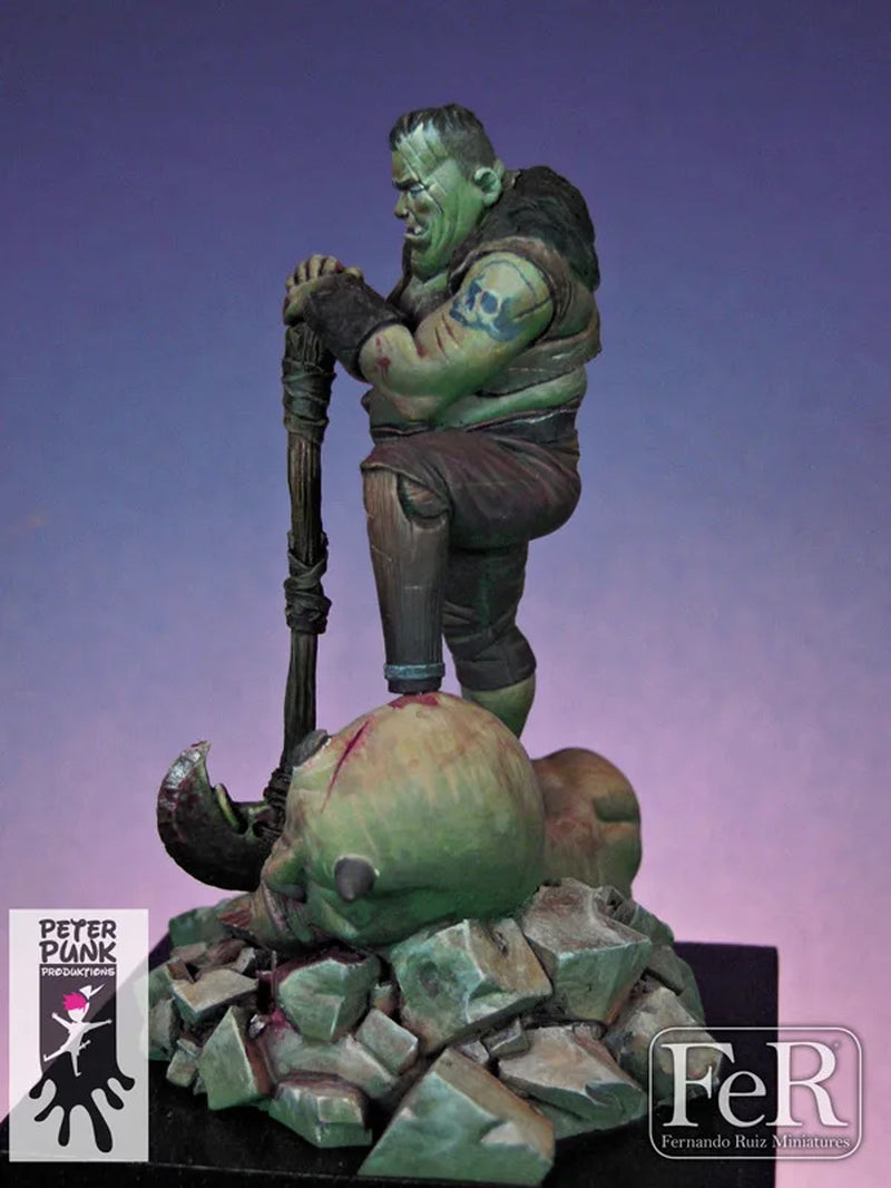Fantasy Orc Warrior with Severed Enemy Head 54mm Resin Diorama Kit - resin model view 4