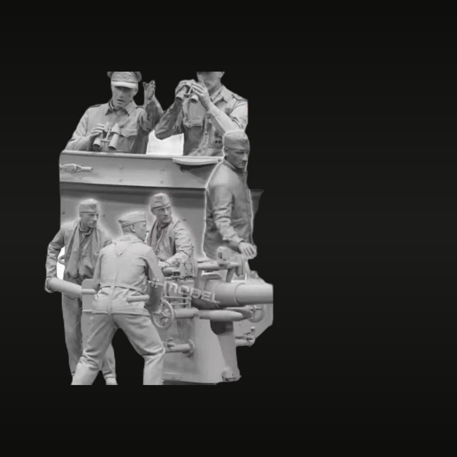 WWII German Navy/Army Deck Gun Crew 6-Figure Set 1/35 Resin Kit - unpainted resin model kit