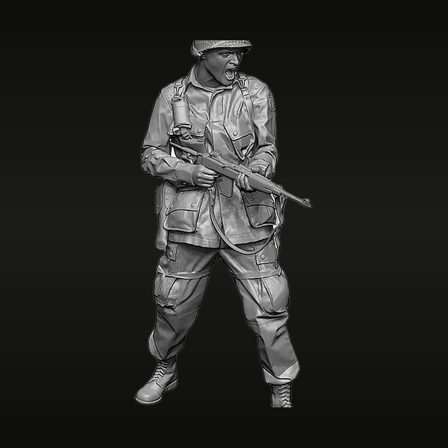 WWII American Soldier Shouting with M1 Garand 1/35 Resin Figure Kit - unpainted resin model kit
