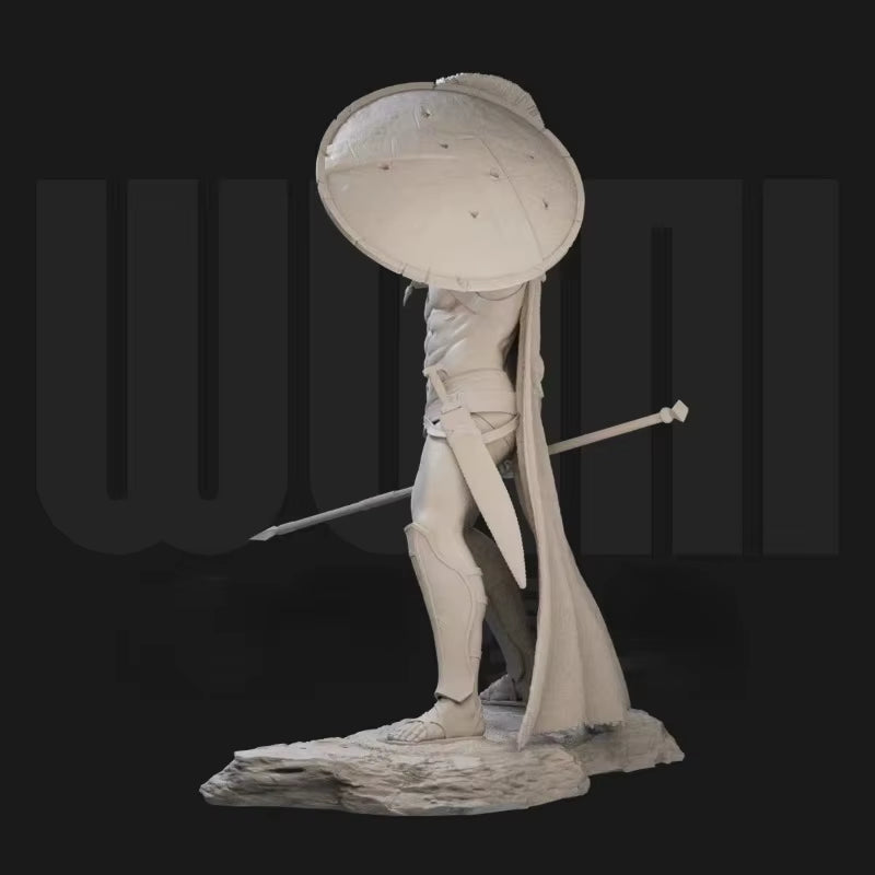Ancient Greek Spartan King with Spear & Shield 1/24 Resin Bust Kit - resin model view 3
