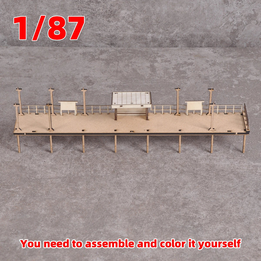 Rural European Farm Building with Platform 1/87 Laser-Cut Wood Diorama Kit - resin model view 5