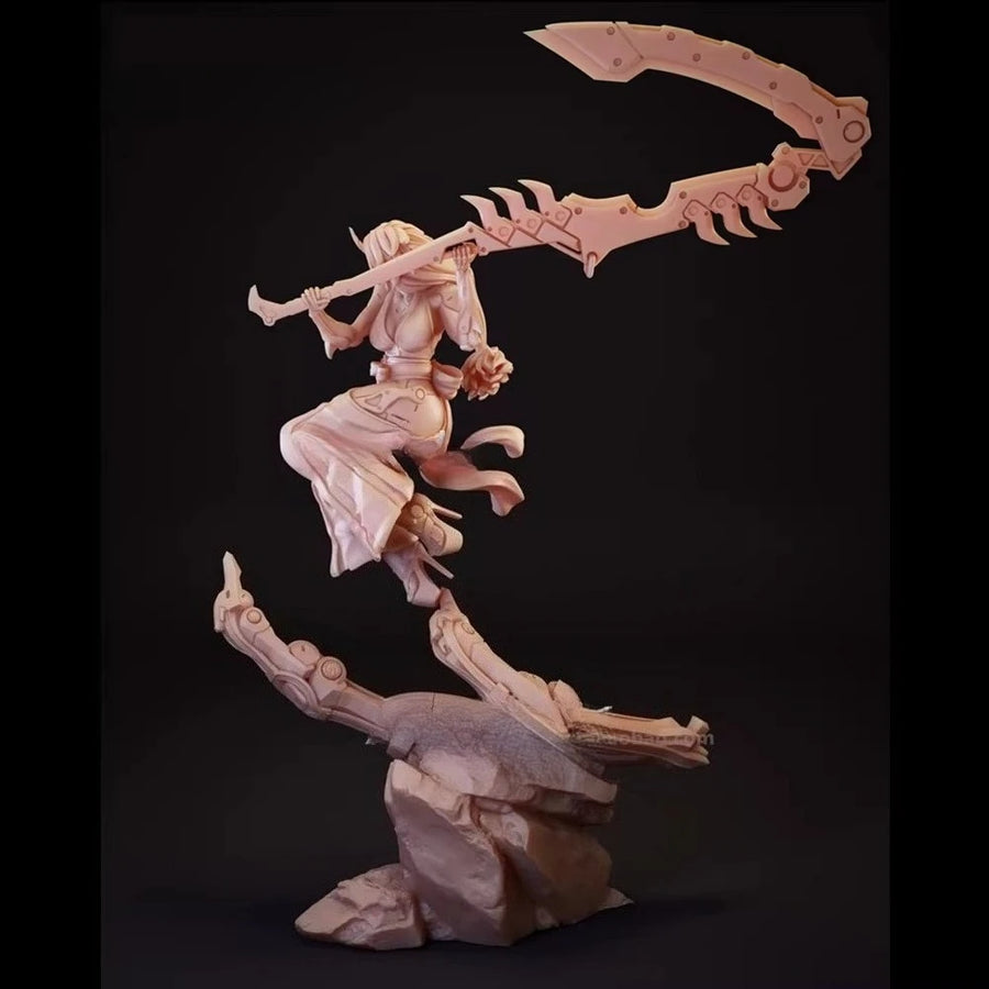 Fantasy Female Warrior with Flowing Hair and Ornamental Armor 75mm Resin Figure Kit - resin model view 3