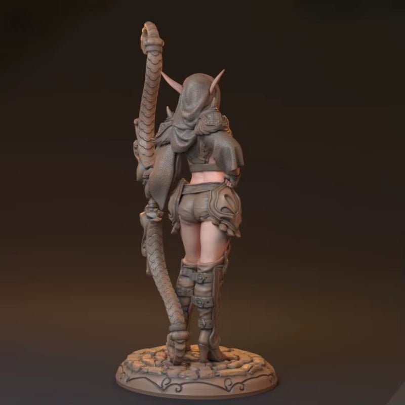 Fantasy Female Sorceress with Skull Staff 1/35 Resin Figure Kit - resin model view 4