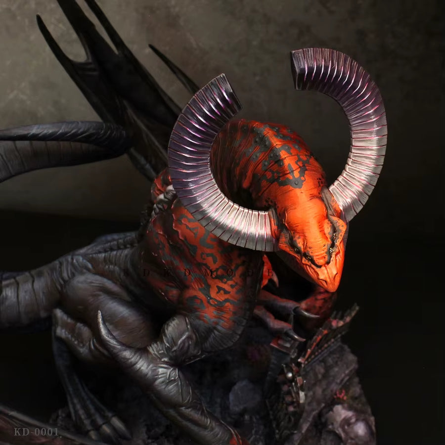 Fantasy Demon Lord with Bat Wings Curved Horns 75mm Resin Bust Kit - resin model view 2