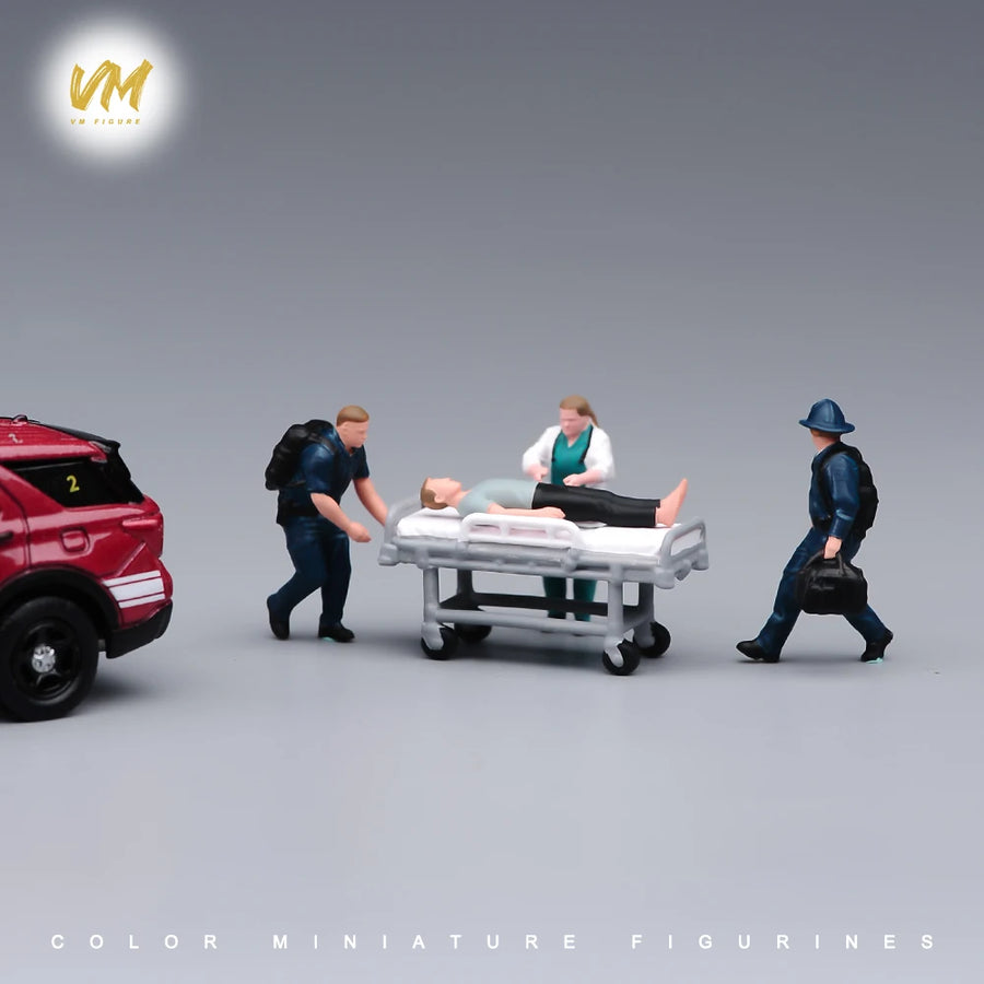Painted Miniature 1/87 1/64 1/43 1/24 1/18 Rescue Team Stretcher Doctors Medical Staff Patients Figure Emergency Scene Doll Prop