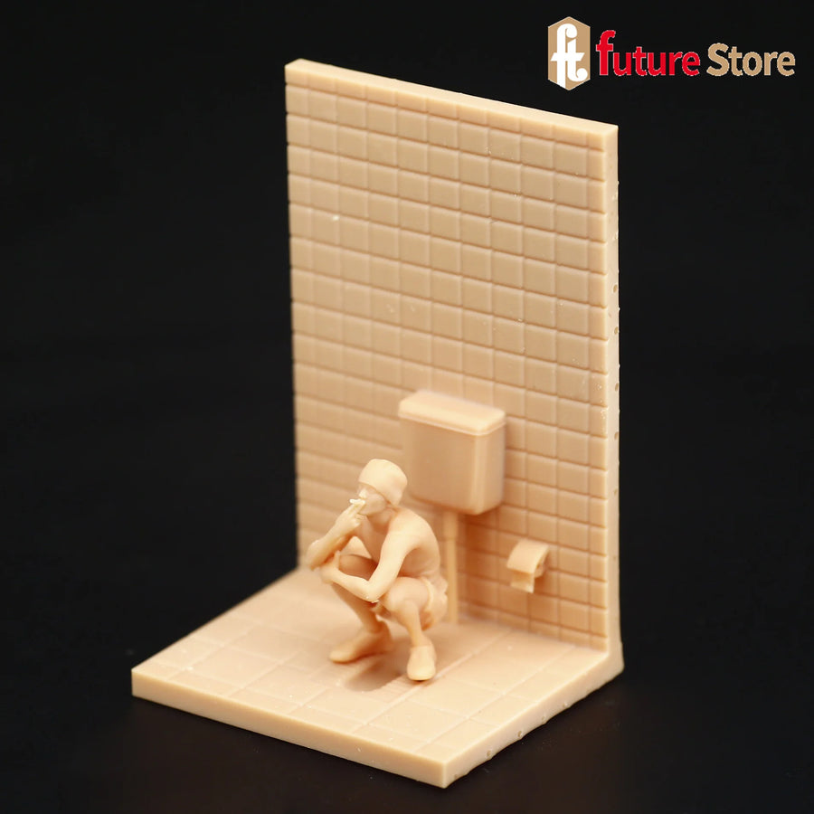 Public Toilet Wall with Urinals 1/64 Resin Diorama Terrain - resin model view 5