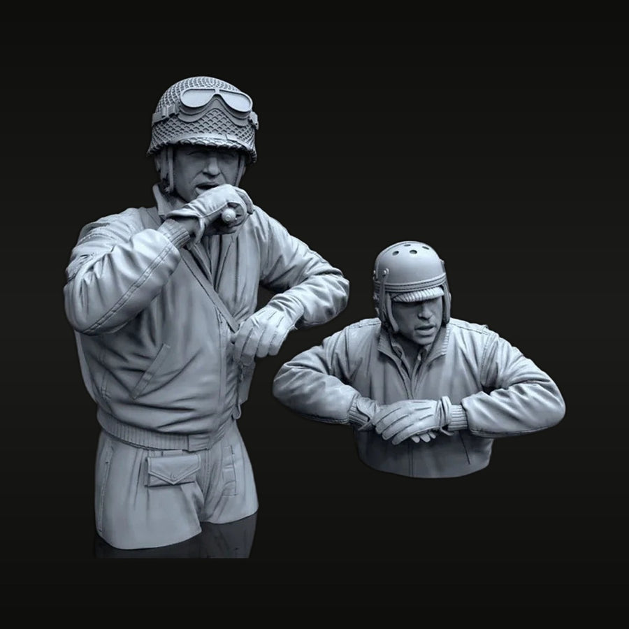 WWII US Tank Crew Commander & Gunner 1/16 Resin Figure Bust Set - unpainted resin model kit