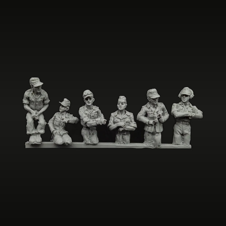 WWII German Afrika Korps DAK Crew Figures 6-Figure Set 1/72 Resin Kit - unpainted resin model kit