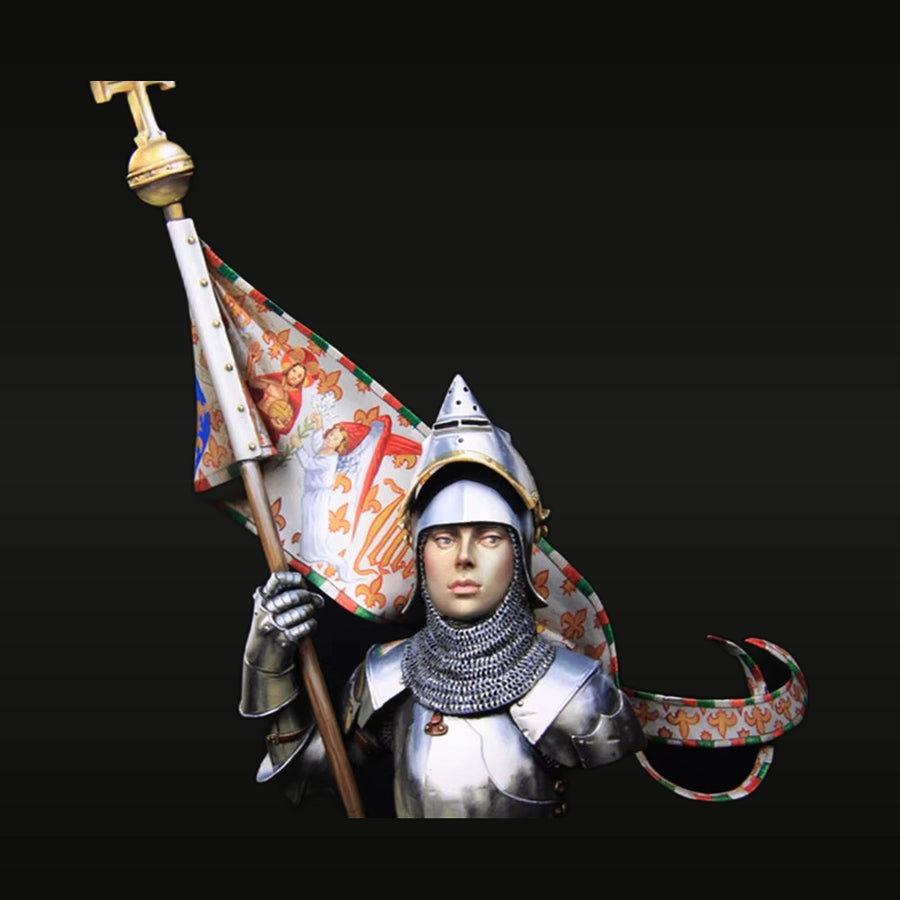Medieval Joan of Arc with Royal Banner 1429 1/12 Resin Bust Kit - unpainted resin model kit