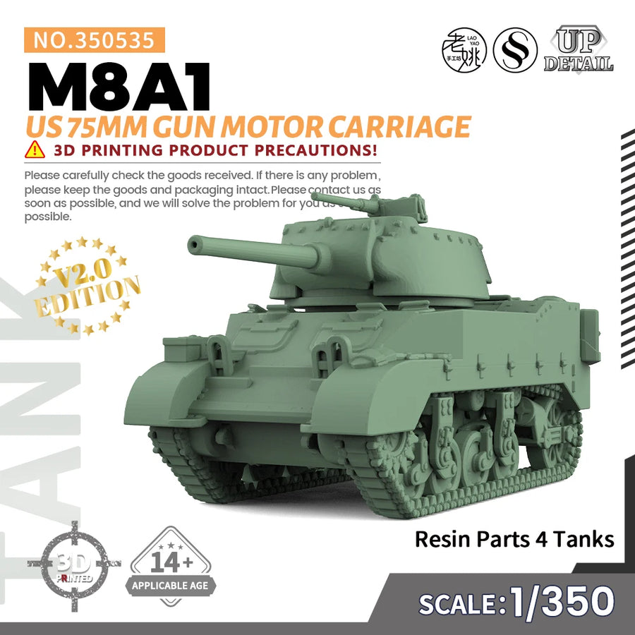 SS535 Military Model Kit US M8A1 75Mm Gun Motor Carriage Miniature Static War Games 1/144 1/200 1/350 1/700