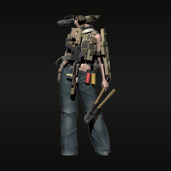Modern Female Tactical Operator with Rifle & Shotgun 1/35 Resin Figure Kit
