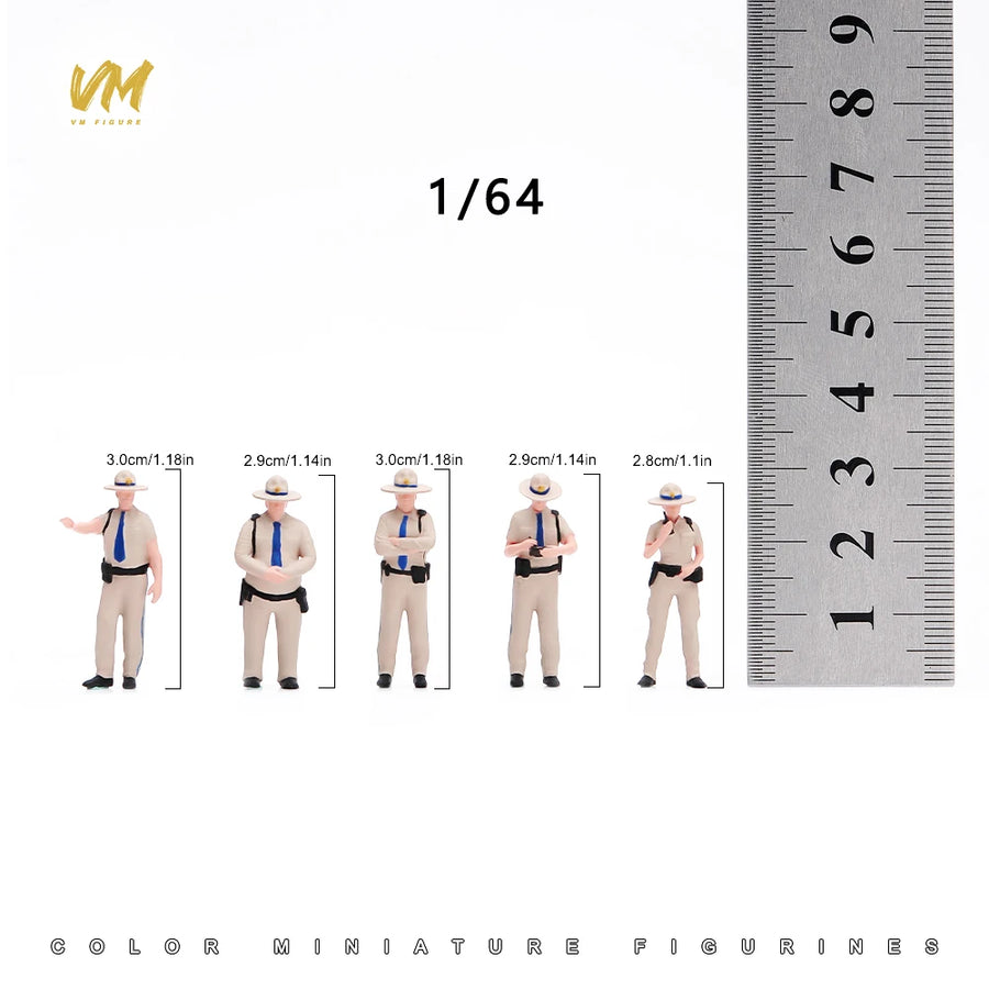 Painted Miniature 1/87 1/64 1/43 1/24 1/18 American Road Patrolman Male Figure 3D Print Diorama Doll Scene Props for Car Model