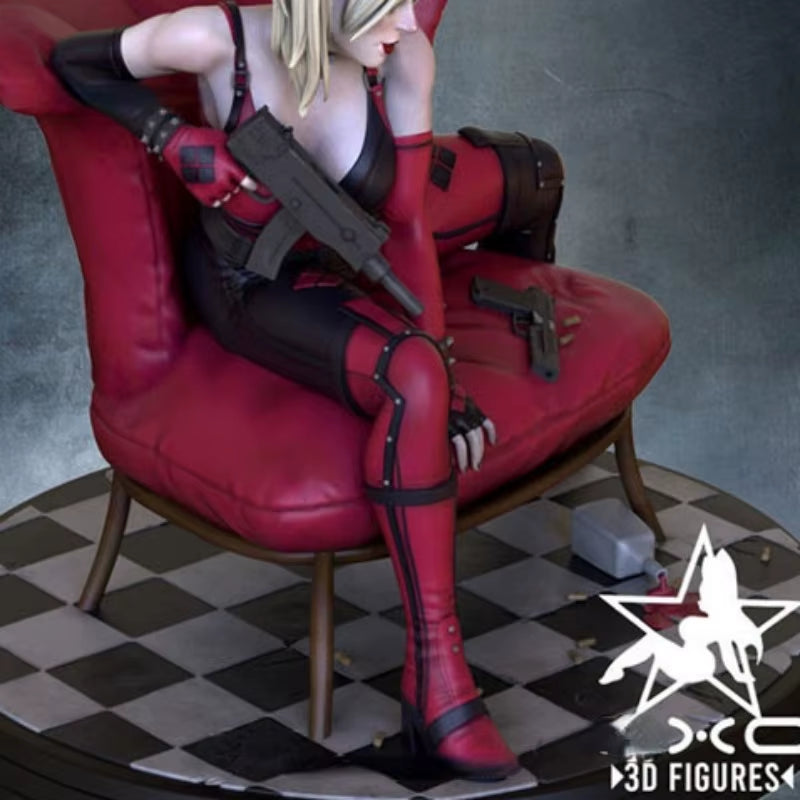 Harley Quinn Style Female Figure with Base 75mm Resin Model Kit - resin model view 2