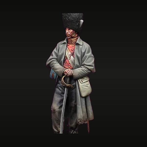 Napoleonic British Grenadier Officer in Greatcoat with Sabre 54mm Resin Figure Kit