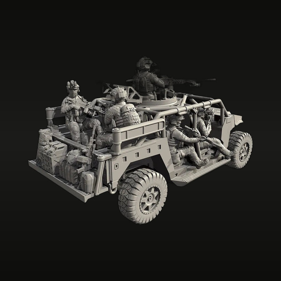 Modern US Special Operations Tactical Vehicle Team 1/35 Resin Diorama Kit - unpainted resin model kit