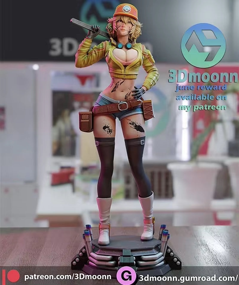 Cyberpunk Female Soldier with Arm Cannon 1/24 Resin Bust Kit - resin model view 2