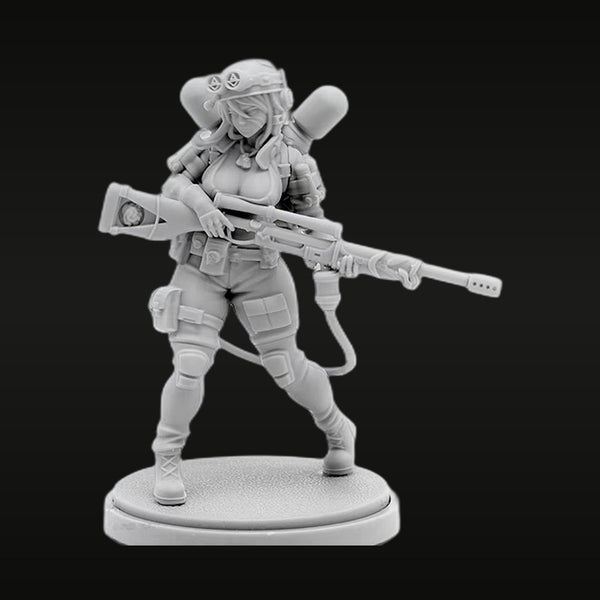 Sci-Fi Female Soldier Sniper Rifle 75mm Resin Figure Kit