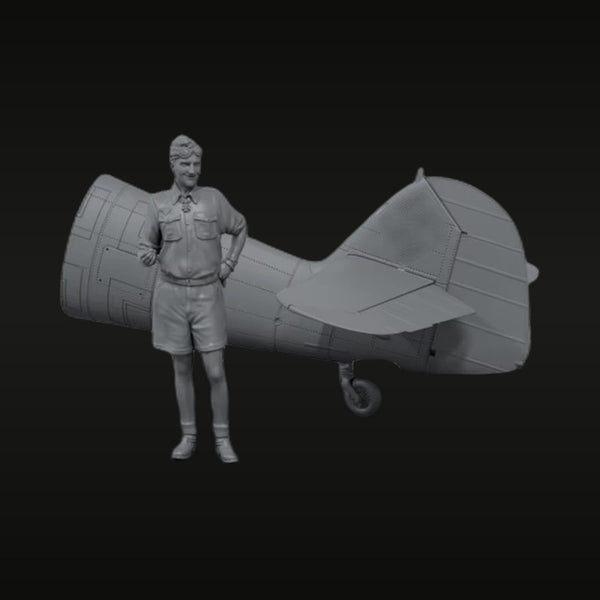 WWII German Luftwaffe Pilot with Aircraft Fuselage 1/32 Resin Figure Kit