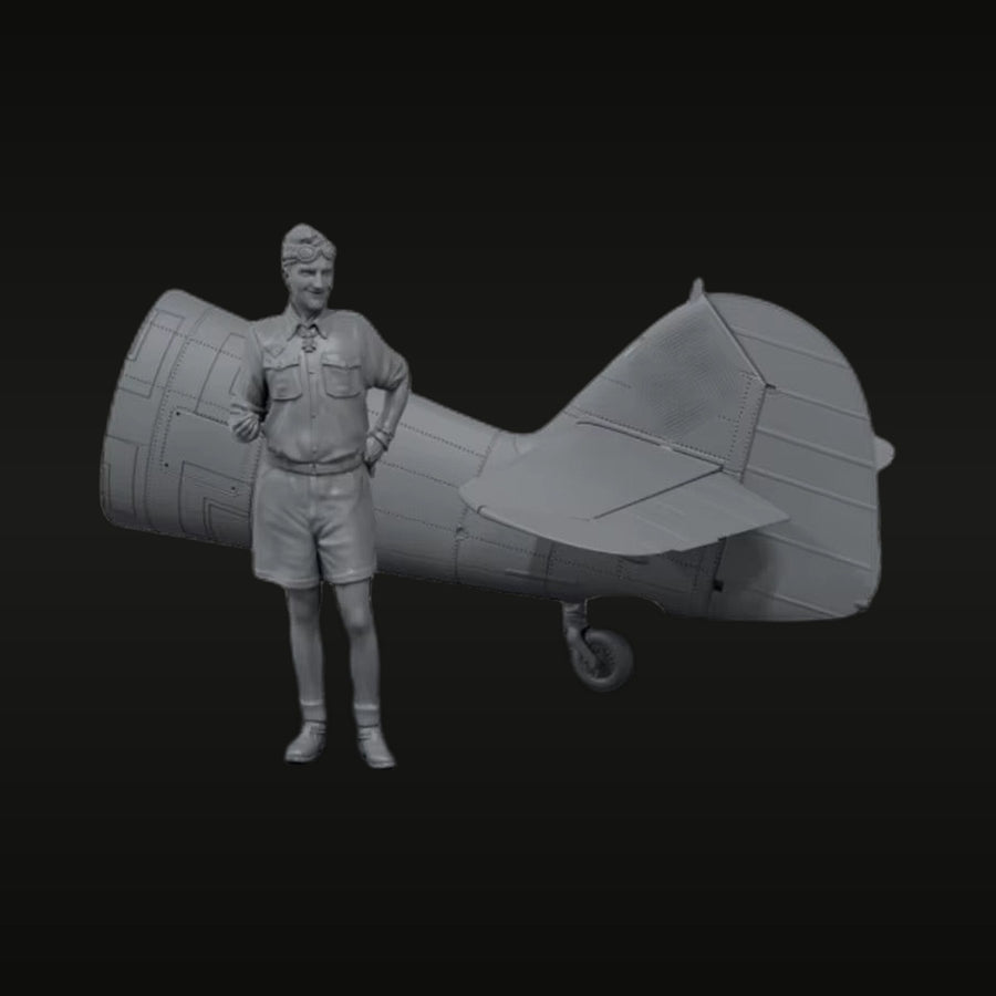 WWII German Luftwaffe Pilot with Aircraft Fuselage 1/32 Resin Figure Kit - unpainted resin model kit